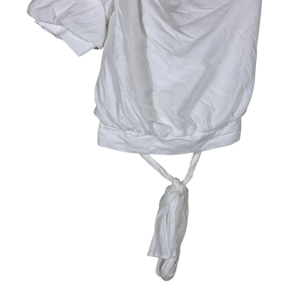 Do+Be One Shoulder Puff Sleeve Solid Crop Top Whi… - image 3